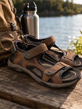 Abeo Brown Leather Comfort Sandals Mens 11 Orthopedic Walking